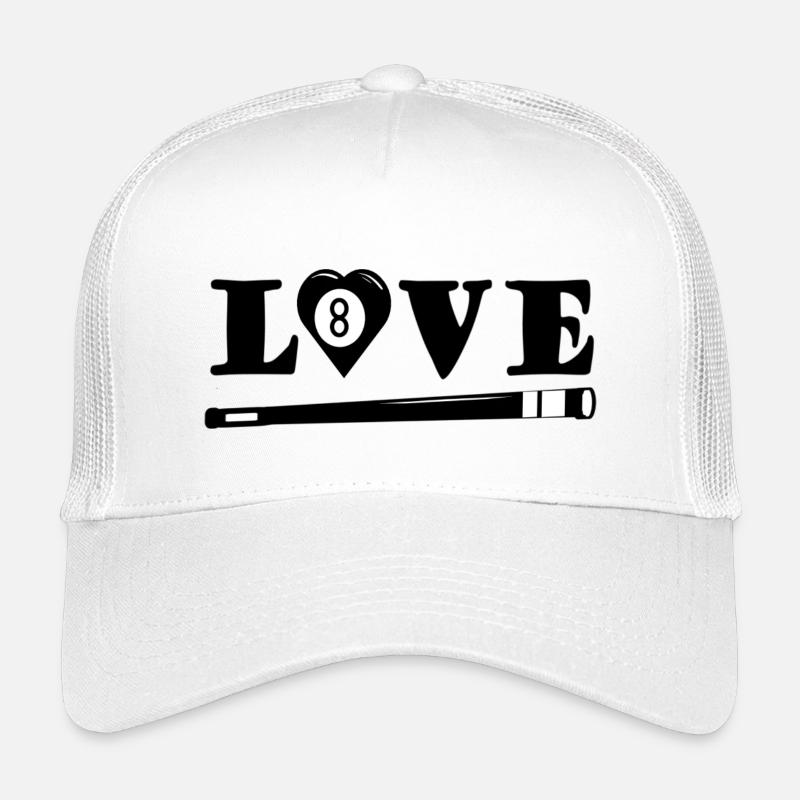 Love Billard mit Herz und Queue (Billardspieler) - Kinder Trucker-Cap - Weiß