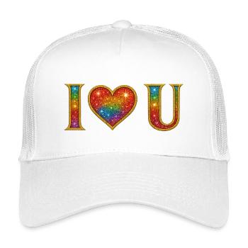 I ♡ U - I LOVE YOU - Kids’ Trucker Cap - white - Front