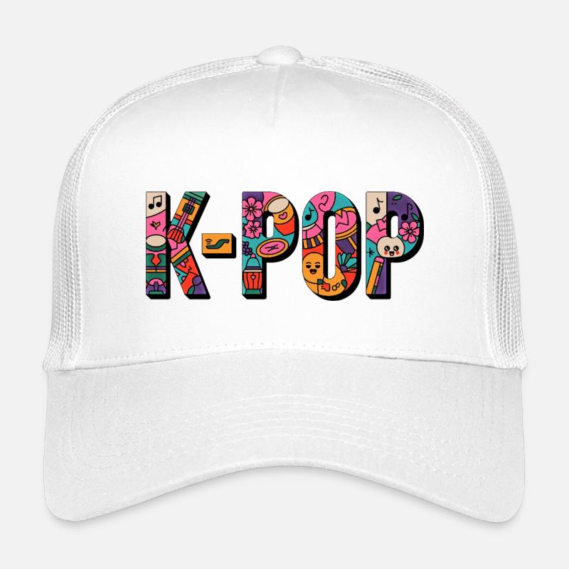 K-POP: Doodle Pop - Kids’ Trucker Cap - white