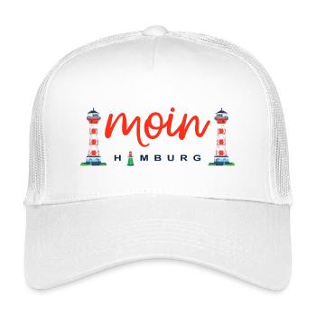 Moin Hamburg, Leuchtturm Wittenbergen - Kinder Trucker-Cap - Weiß - Vorne