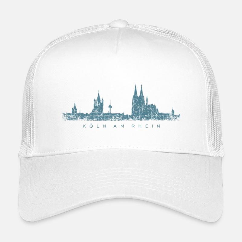 Köln am Rhein Kölner Skyline (Vintage Blau) - Kinder Trucker-Cap - Weiß
