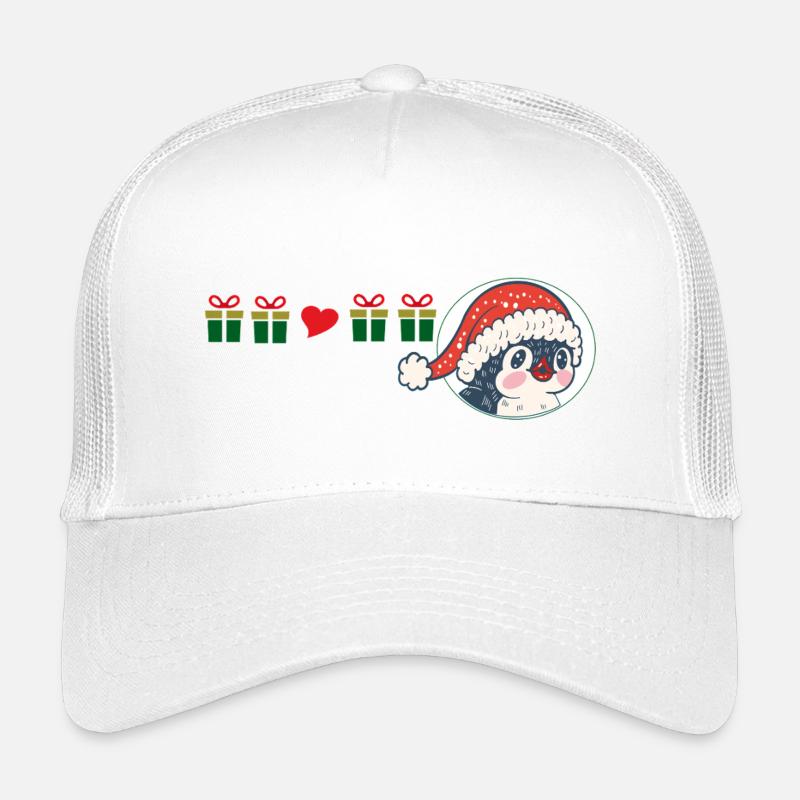 Pinguin mit Weihnachtsmütze - Kinder Trucker-Cap - Weiß