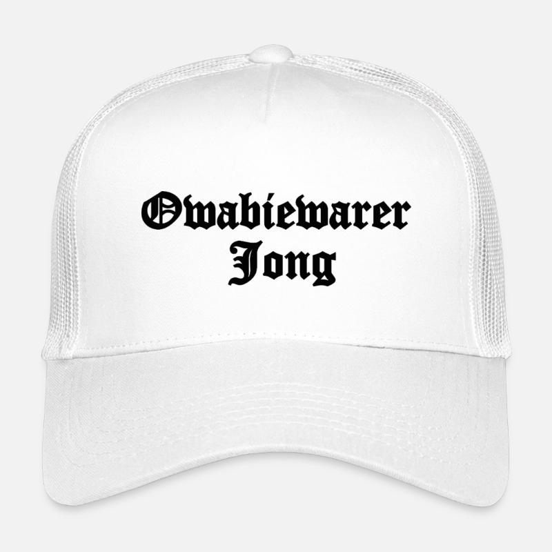 Gothic Water Tong Schrift - Owabiewarer Jong - Kinder Trucker-Cap - Weiß