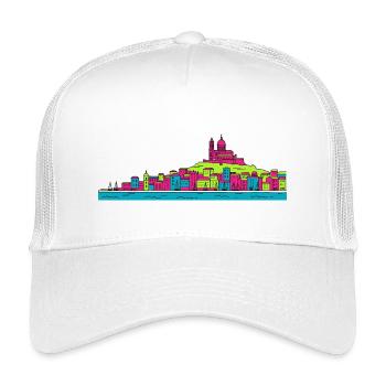 Marseille City Skyline Basilika Moderne Linienkunst - Kinder Trucker-Cap - Weiß - Vorne