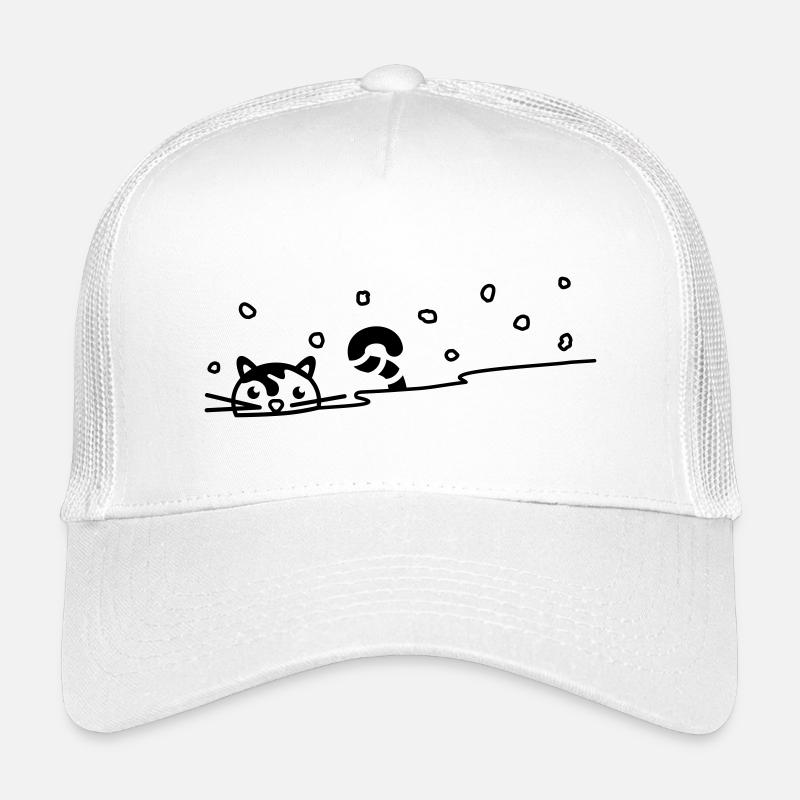Cute cat in the snow - Kids’ Trucker Cap - white
