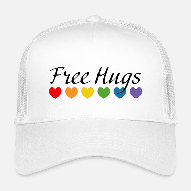Rainbow Hearts Free Hugs black Kids’ Trucker Cap