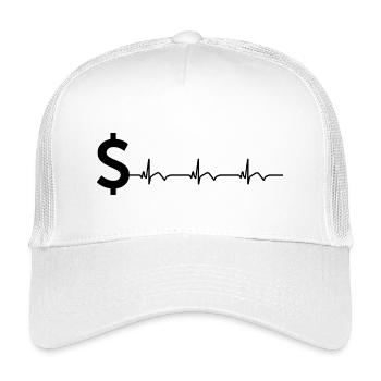 Dollar Sign $ ECG Heartbeat - Kids’ Trucker Cap - white - Front