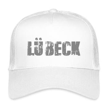 Lübeck Distressed Wordmark - Kids’ Trucker Cap - white - Front
