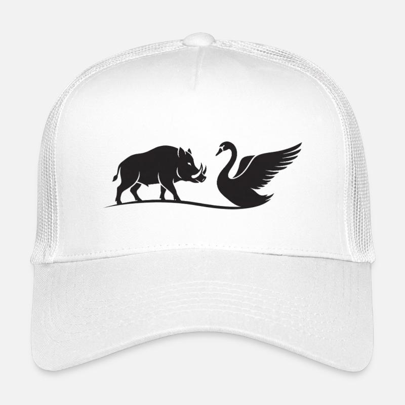 Wildschwein- und Schwanenschwarze Silhouetten Kinder Trucker-Cap