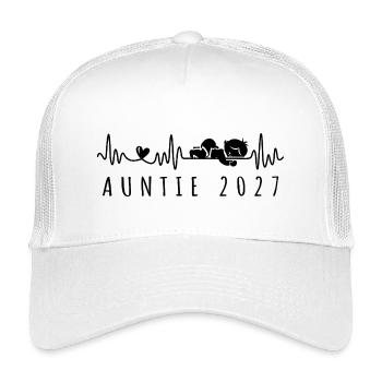 Auntie 2027 Heartbeat Pregnancy Announcement - Kids’ Trucker Cap - white - Front