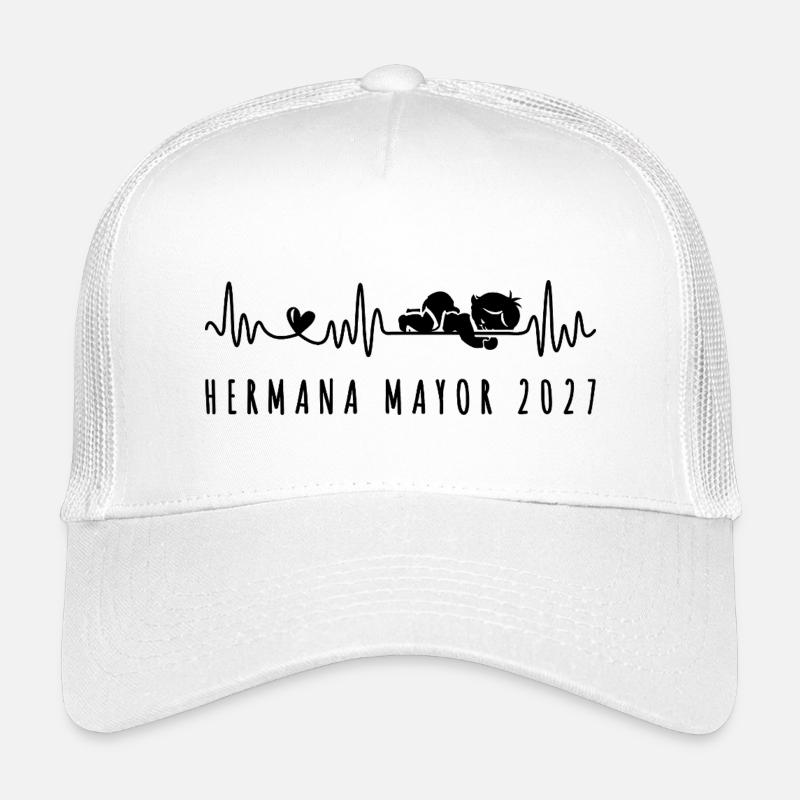 Hermana Mayor 2027 Latido del Corazón Embarazo Kinder Trucker-Cap