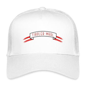 Tiroler Madl, Banderole mit Austria-Flagge - Kinder Trucker-Cap - Weiß - Vorne