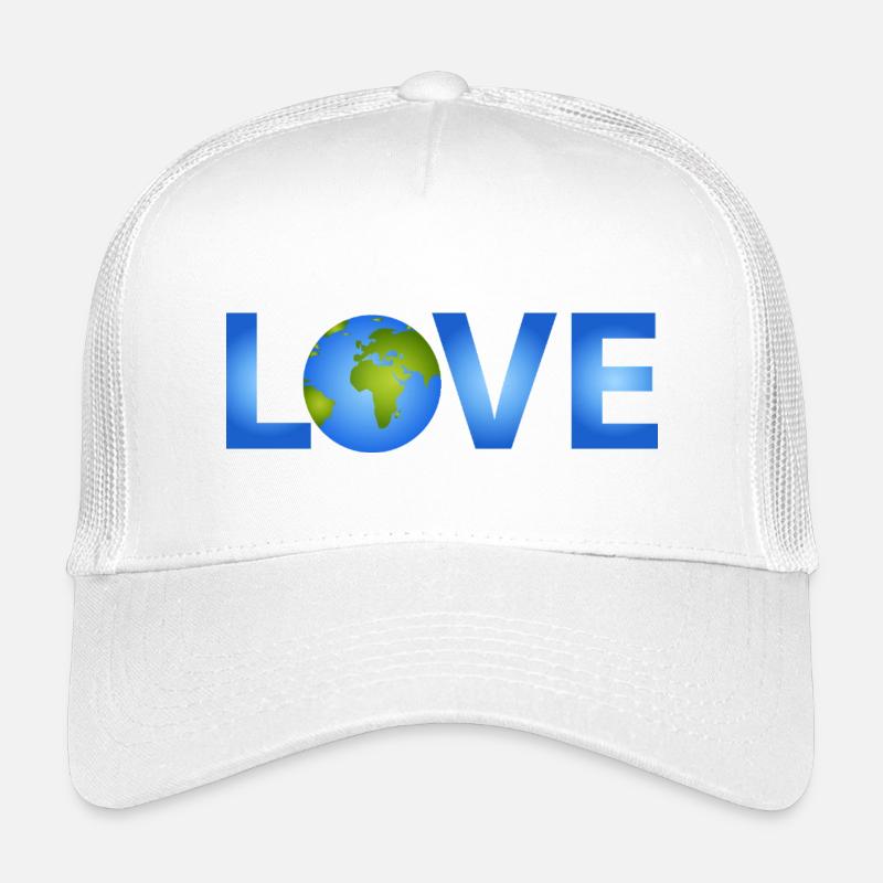 Blauer Planet Erde im LOVE-Schriftzug Kinder Trucker-Cap
