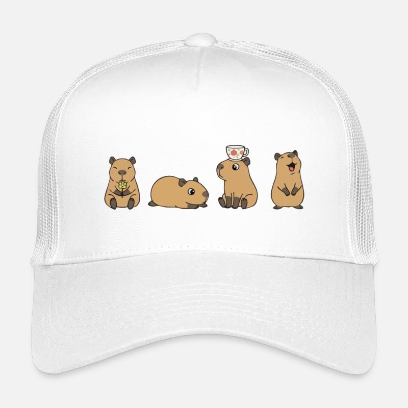Capybara Tea Time Quartett - Kinder Trucker-Cap - Weiß