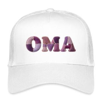 OMA Patchwork Stoff Design Geschenkidee - Kinder Trucker-Cap - Weiß - Vorne