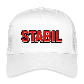 Stable bright red block lettering - Kids’ Trucker Cap - white - Front