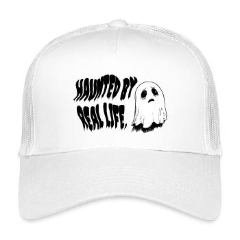 Haunted by Real Life | Sad Ghost Design - Kids’ Trucker Cap - white - Front