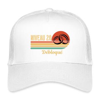 Niveau 20 débloqué design rétro graphique - Casquette trucker enfant - blanc - Devant