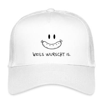 Weils wurscht is – Lustiger Dialekt Spruch - Kinder Trucker-Cap - Weiß - Vorne