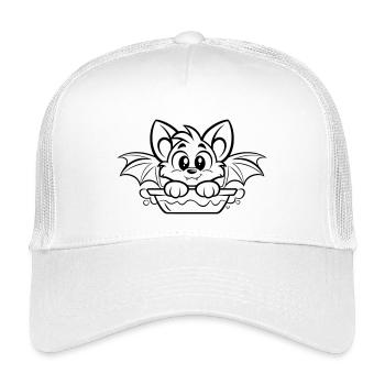 Cute bat in the bathtub - Kids’ Trucker Cap - white - Front