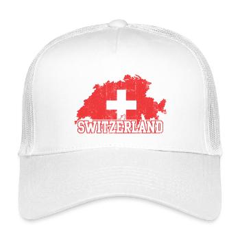 Swiss Map Cross Emblem with Silhouettes - Kids’ Trucker Cap - white - Front