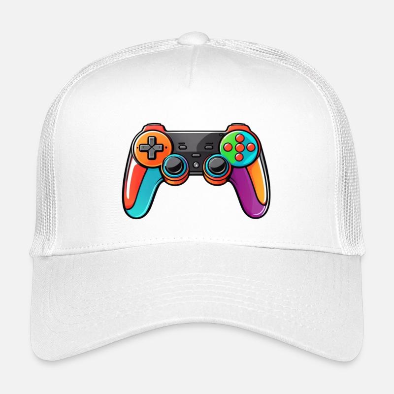 Gamepad Controller Farben Bunt - Kinder Trucker-Cap - Weiß