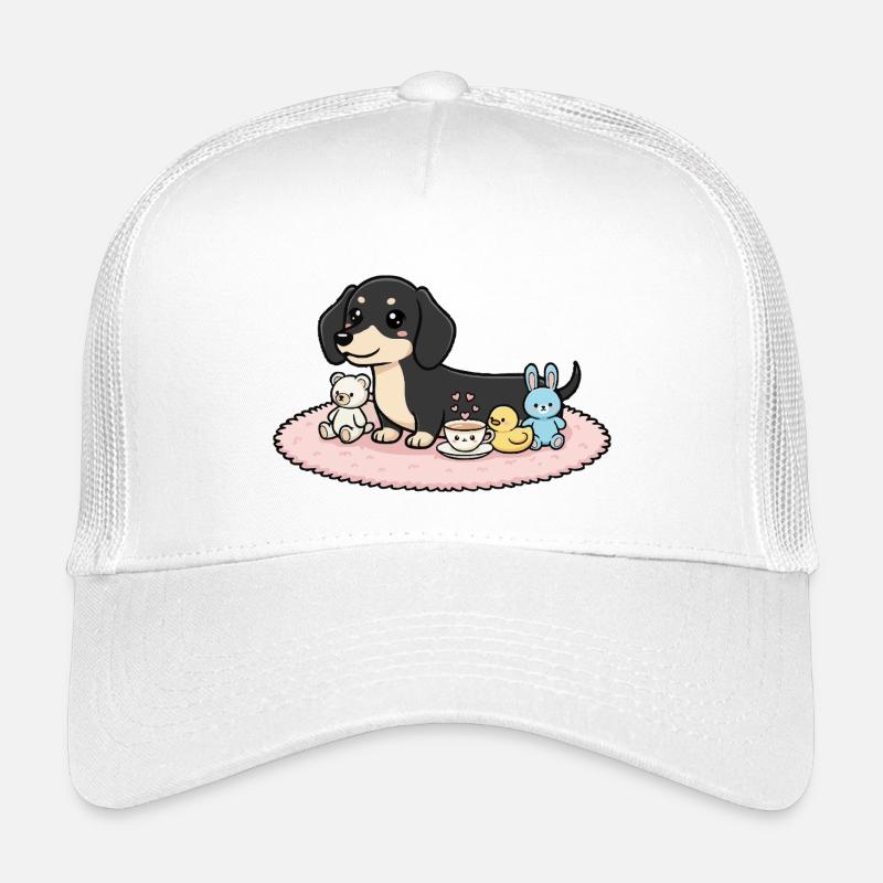 Dackel schwarz mit Kuscheltieren Kinder Trucker-Cap