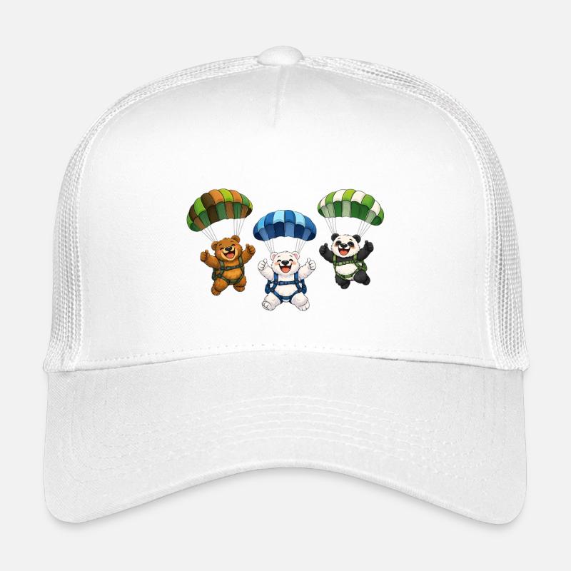 Drei Bären springen mit einem Fallschirm - Kinder Trucker-Cap - Weiß