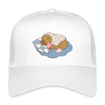 Dreamy Capybara on a  Cloud Blanket - Babywear Art - Kids’ Trucker Cap - white - Front