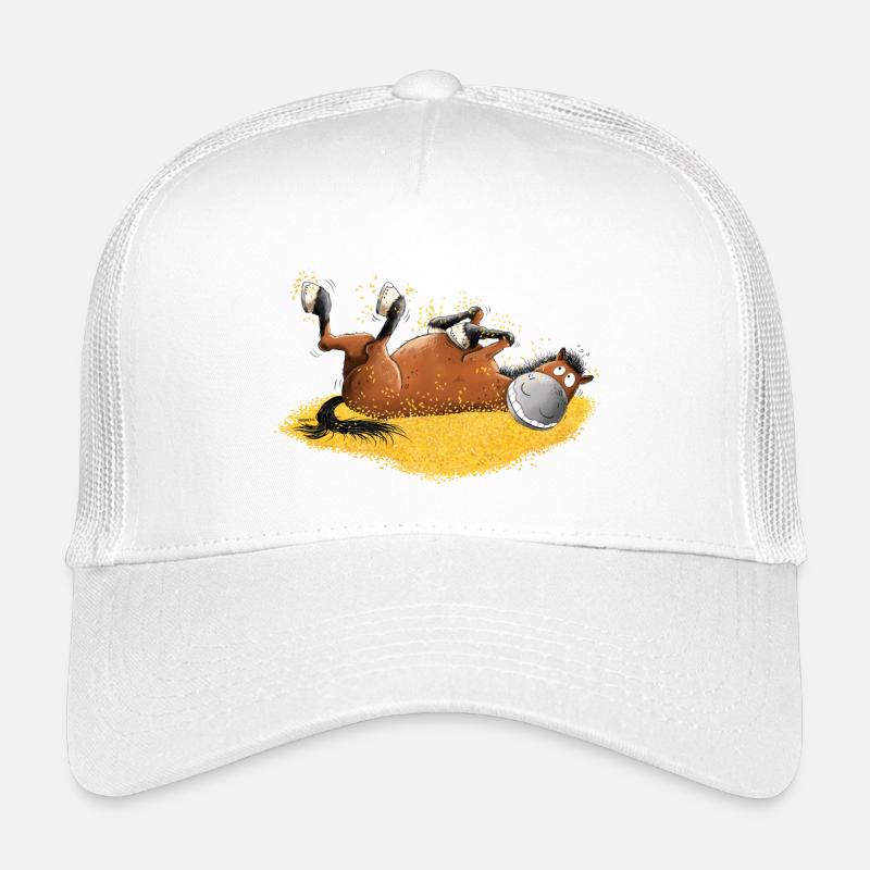 Drolliges Pferd Wälzt SichFür Pferde Frende - Kinder Trucker-Cap - Weiß