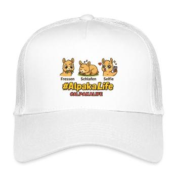 Alpaca Leben: Fressen, Schlafen, Selfie - Kinder Trucker-Cap - Weiß - Vorne