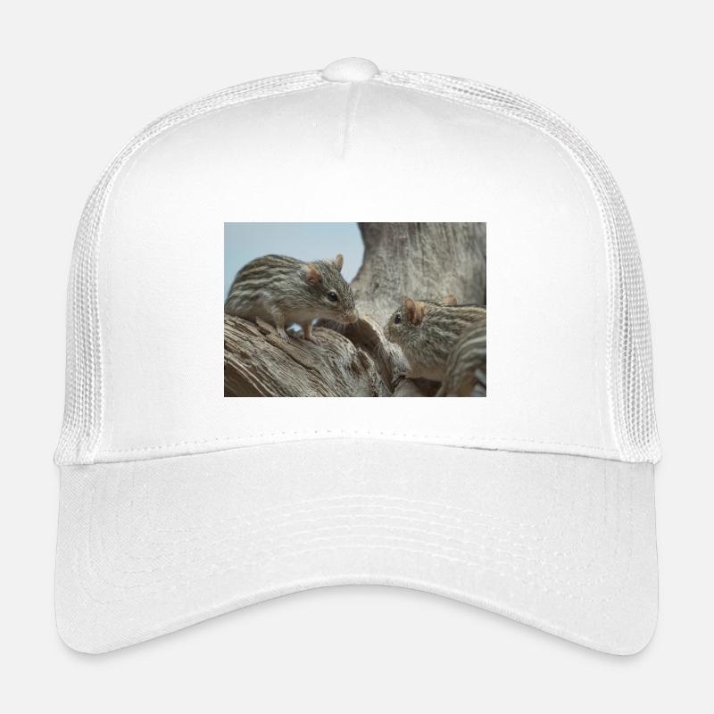 Zwei kleine Nagetiere mit gestreiftem Fellgesicht - Kinder Trucker-Cap - Weiß