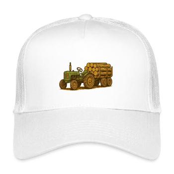 Green tractor with timber bed - Kids’ Trucker Cap - white - Front