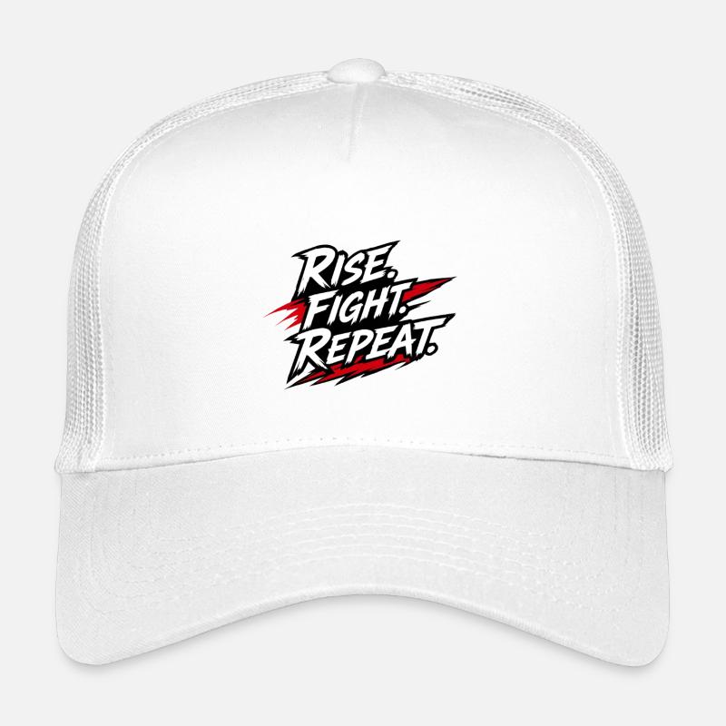 Rise Fight Repeat Kampfspruch Grafik - Kinder Trucker-Cap - Weiß