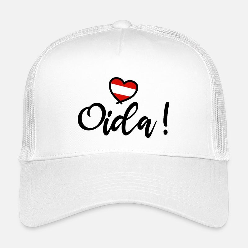 Oida! Österreich Herz I love Austria Dialekt  - Kinder Trucker-Cap - Weiß