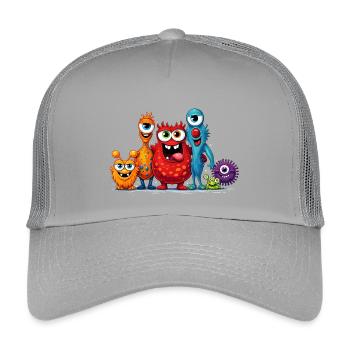 Bunte Monster Familie im Cartoon Stil  - Kinder Trucker-Cap - Hellgrau - Vorne
