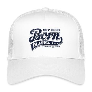 Born in April 2008 - Birthday - Gift - Kids’ Trucker Cap - white - Front