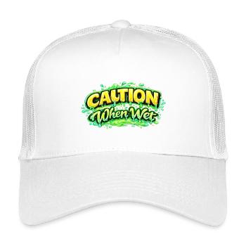 Vorsicht, wenn nasser, lustige, flirtige Aussage Tee Wortspiel sp - Kinder Trucker-Cap - Weiß - Vorne