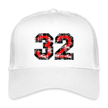 Zahl 32 (Vintage Rot 32. Geburtstag Nr. 32 - Kinder Trucker-Cap - Weiß - Vorne