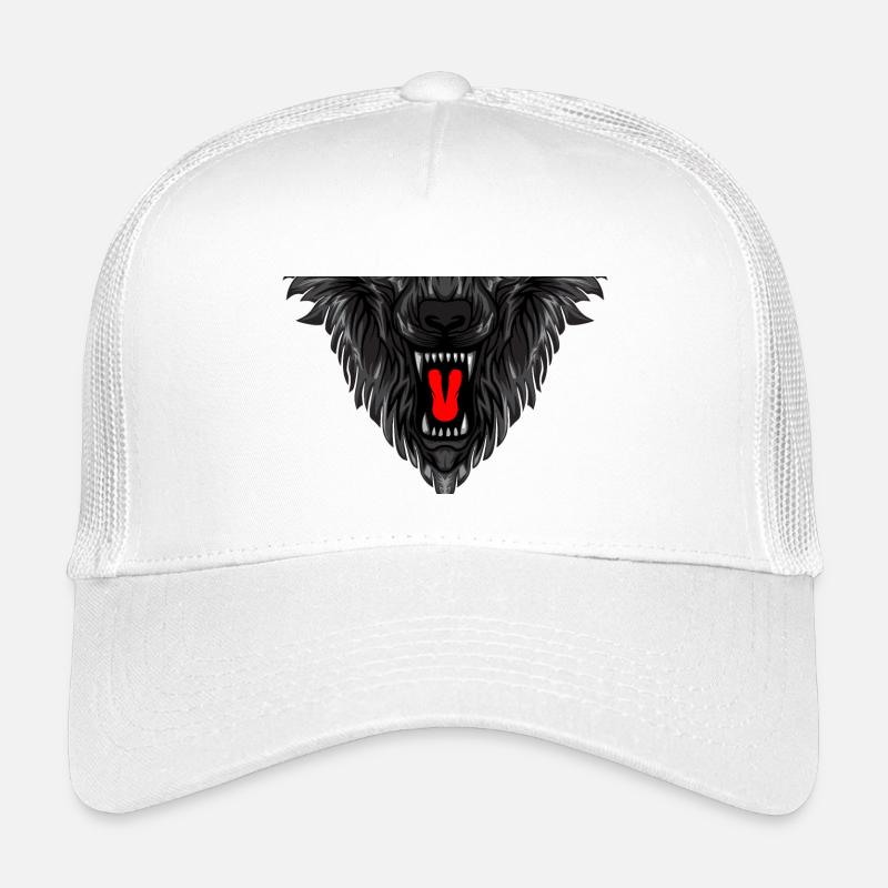 Detaillierter Wolfsgesicht-Print - Kinder Trucker-Cap - Weiß