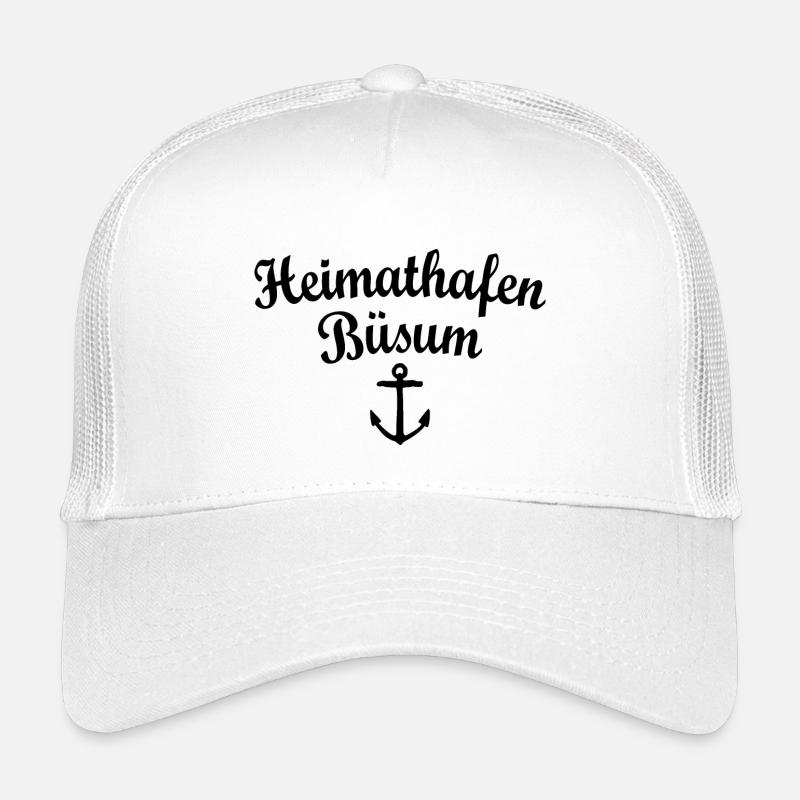 Heimathafen Büsum (Schwarz) - Kinder Trucker-Cap - Weiß