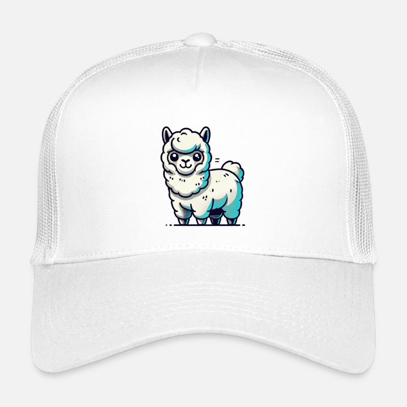 Lama blanc avec des accents bleus Casquette trucker enfant