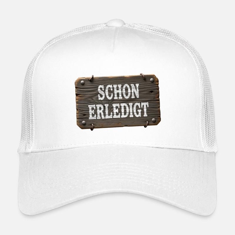 Schon erledigt – rustikales Werkstatt Schild Kinder Trucker-Cap