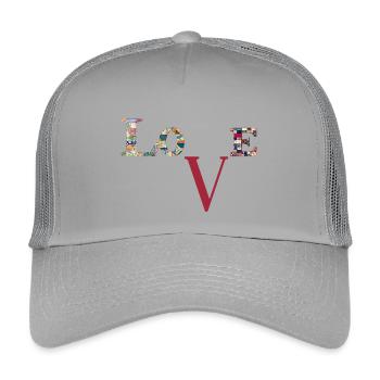 Love Patchwork Typography - Kids’ Trucker Cap - light grey - Front