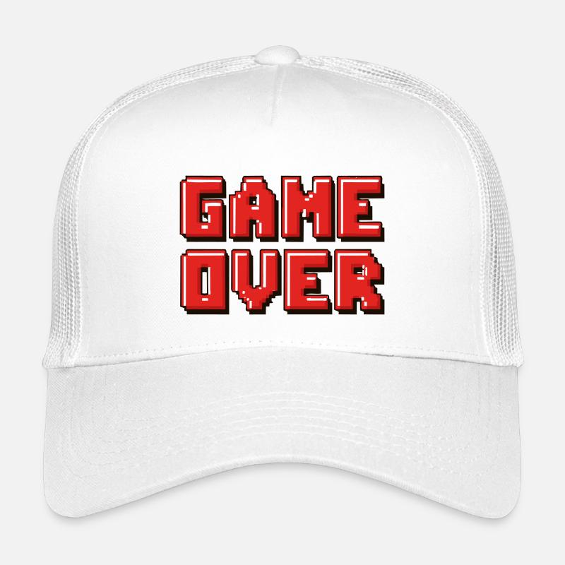 Pixel Game Over Retro-Banner - Kinder Trucker-Cap - Weiß