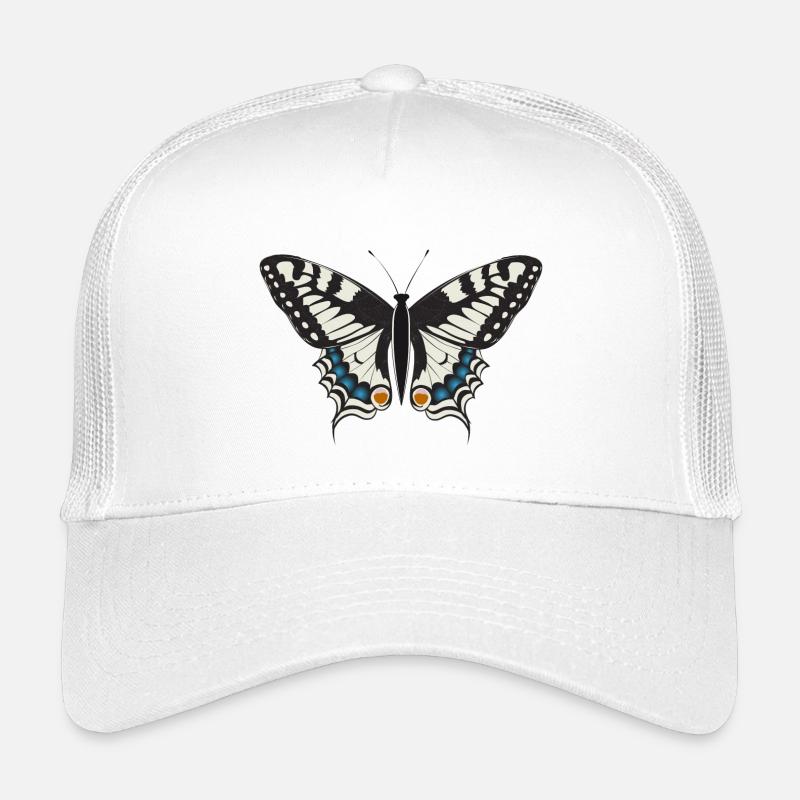 handgezeichneter Schwalbenschwanz Schmetterling - Kinder Trucker-Cap - Weiß