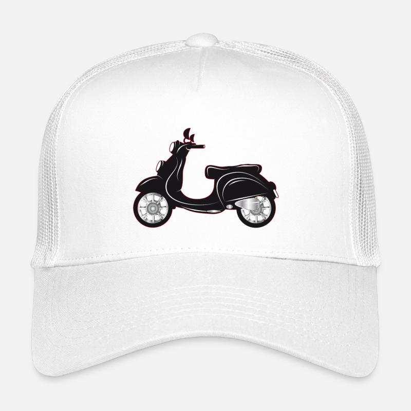 Ein schwarzer Motorroller mit farbigem Rand Kinder Trucker-Cap