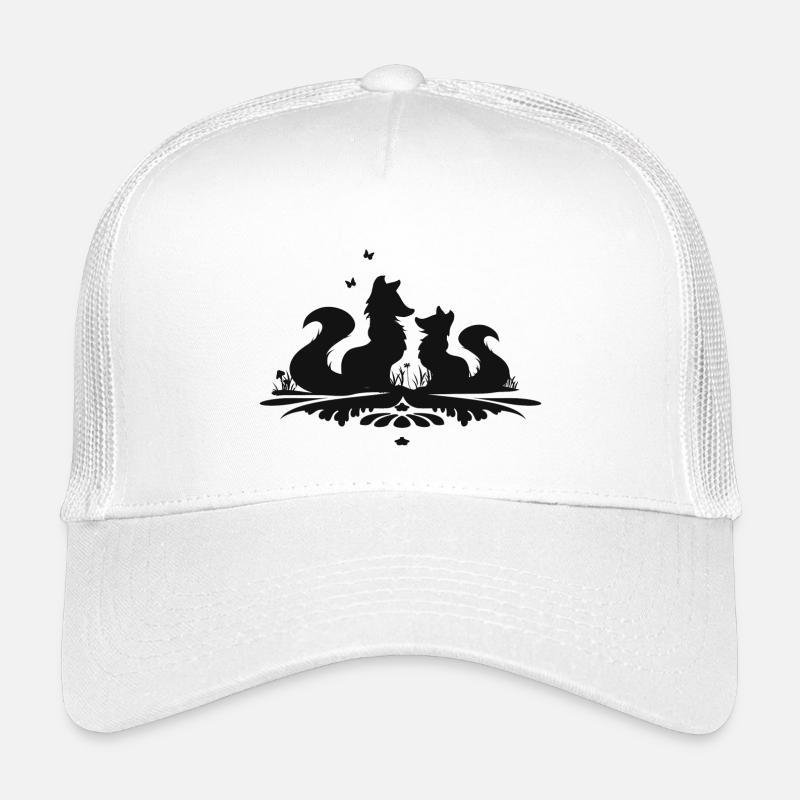 Silhouette de deux renards mignons Casquette trucker enfant