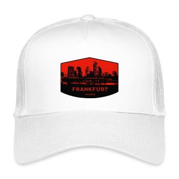 Frankfurter Skyline Patch Rot Schwarz - Kinder Trucker-Cap - Weiß - Vorne