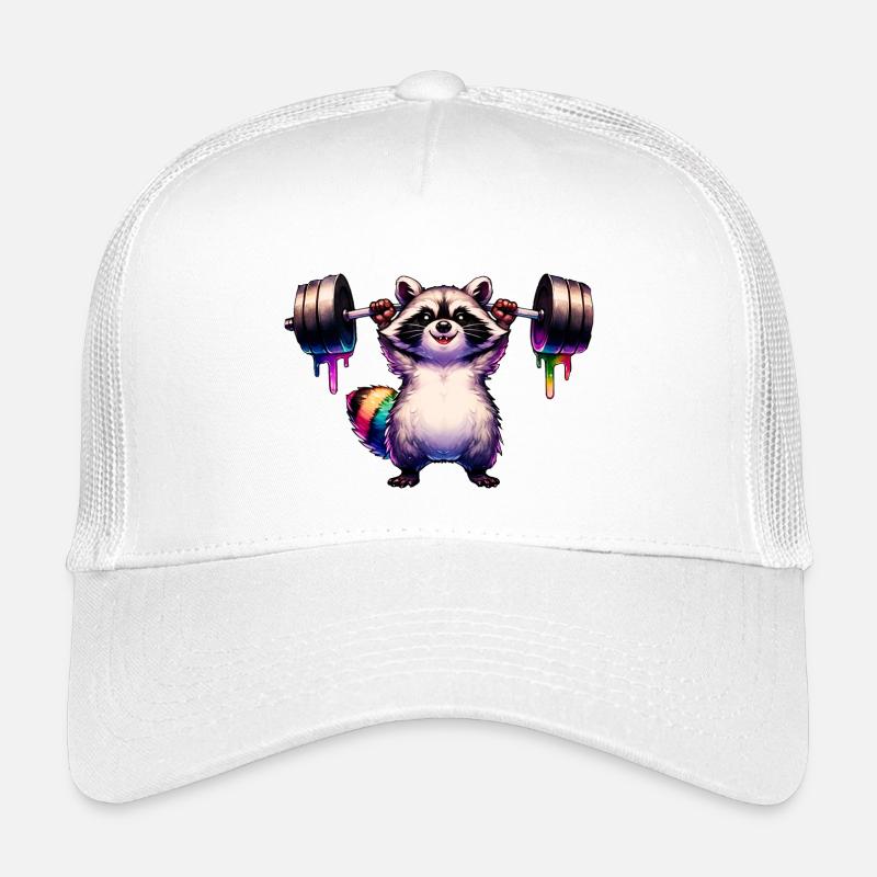 Rainbow Raccoon hebt schwere Langhantel Kinder Trucker-Cap